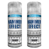 2X Paint Factory Silver Hammer Effect Paint 400ml Spray Paint